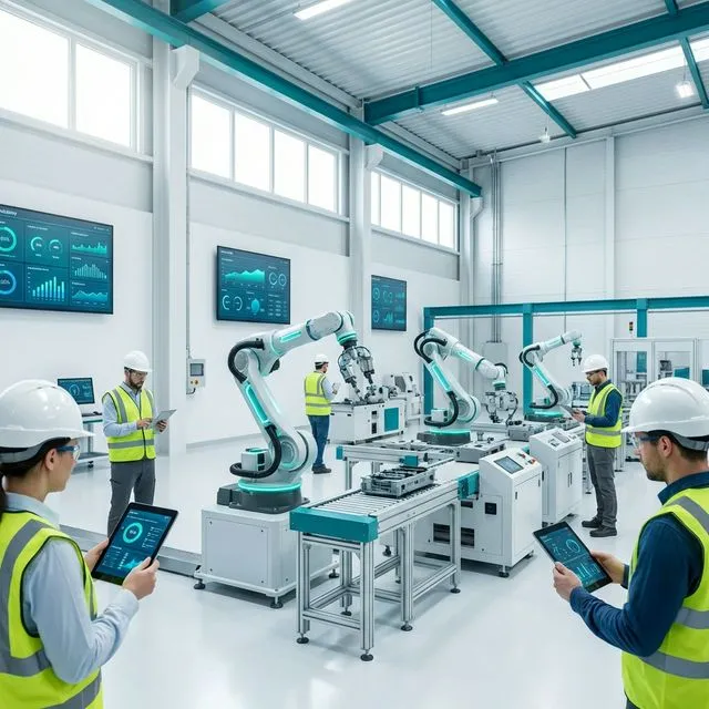 Modern smart factory with automation systems