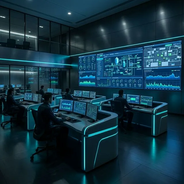 SCADA control room with monitors